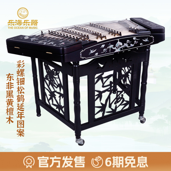 彩螺钿松鹤延年图案 东非黑黄檀木